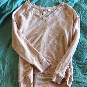 AEO v neck zipper back sweater - medium blush pink